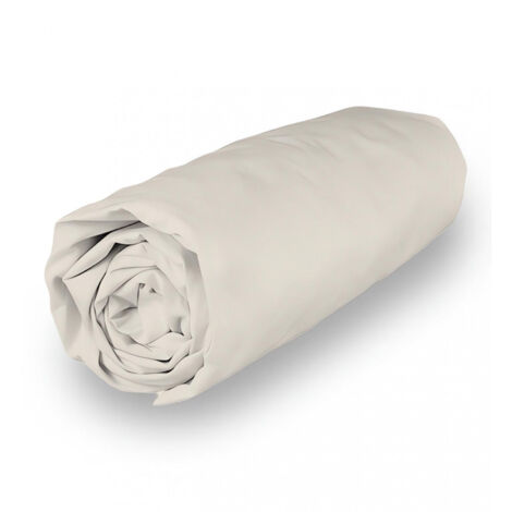 Drap housse en polycoton 200x200 cm PERCALE lin, par Soleil d'ocre
