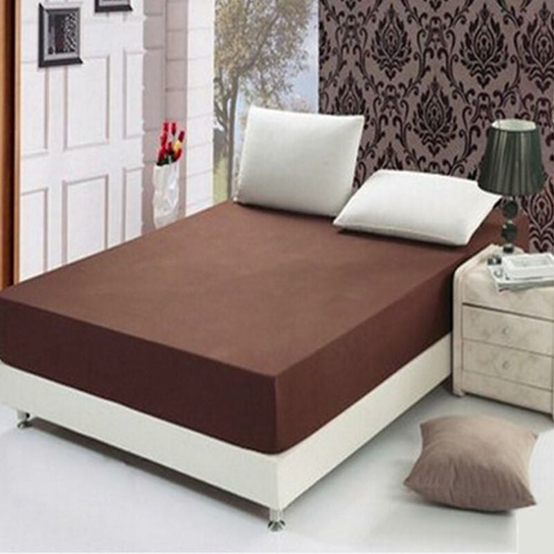 Drap-housse en pour matelas profond de 25 cm – Simple, double, King size et Super King size, marron foncé, 150 x 200 cm Fei Yu