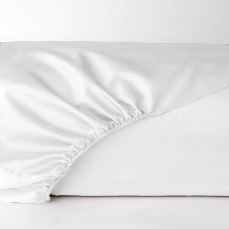 Drap housse en satin blanc 180x200 MARO HOME
