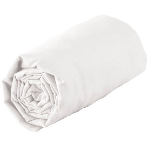 Drap housse en satin de coton Blanc 160x200 cm