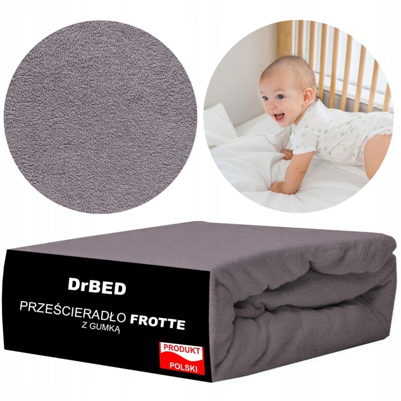 Drap-housse éponge 120 x 60 cm avec bande élastique, gris, respirant, poli