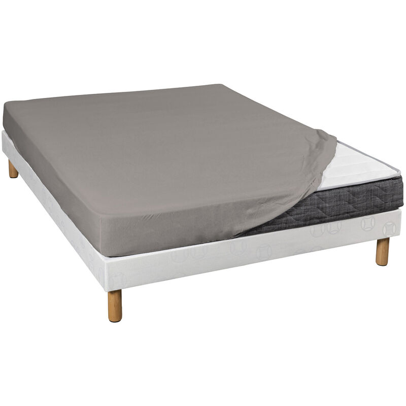 Drap housse gris jersey coton Lycra Tencel 100x190