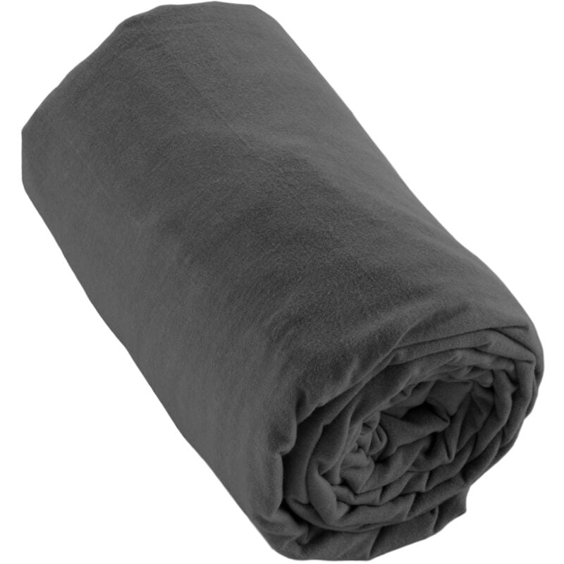 Drap housse flanelle 160 x 200 cm Candice orage