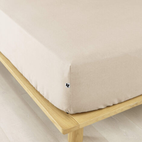 Drap housse flanelle beige 180x200 cm