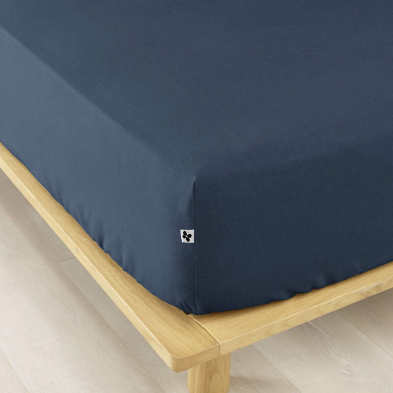 Terre De Nuit - Drap housse flanelle marine 160x200 cm