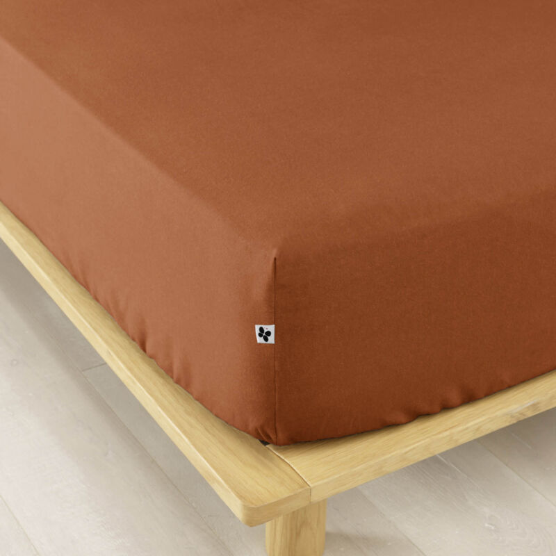 Drap housse flanelle orange 160x200 cm