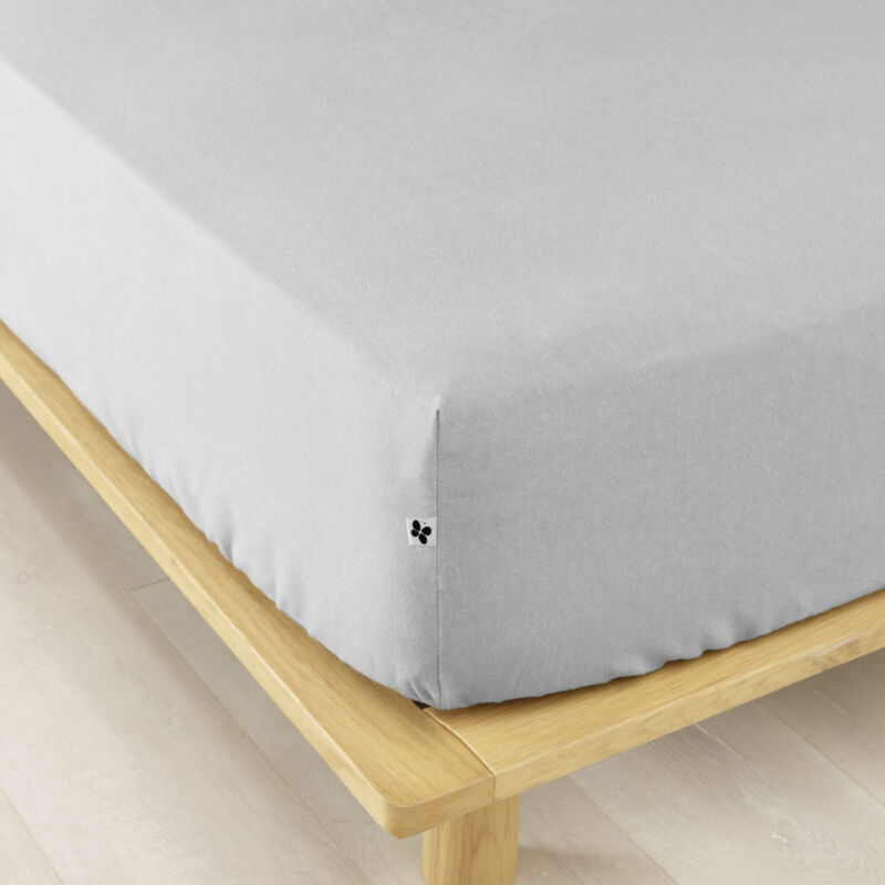 Terre De Nuit - Drap housse flanelle gris 160x200 cm