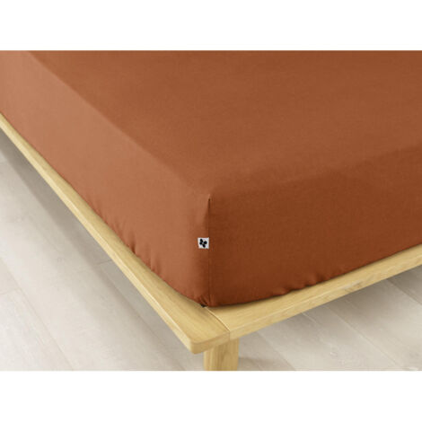 Drap housse flanelle chaude 160 x 200 cm Bonnet 30 cm Candice Orange
