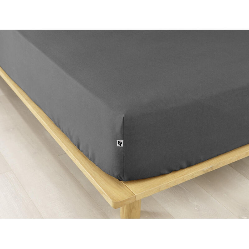L'effet Papillon - Drap housse flanelle chaude 140 x 190 cm Bonnet 30 cm Candice Anthracite