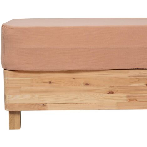 Drap housse Flora gaze de coton rose 140x190cm - Atmosphera créateur d'intérieur