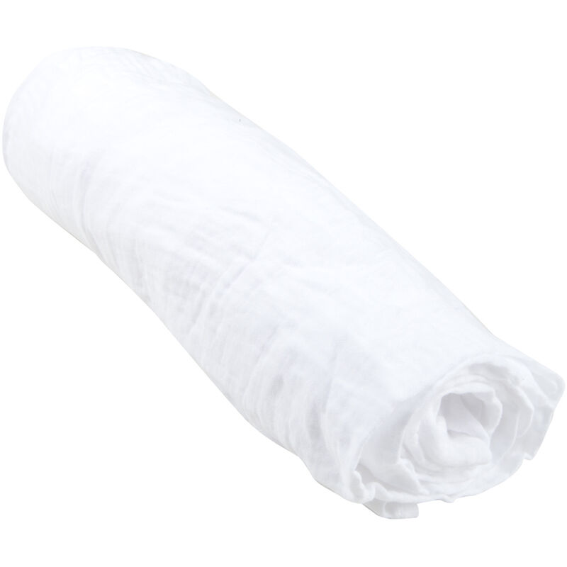 1001kdo - drap housse gaze coton 70 x 140 cm tendance uni bebe blanc