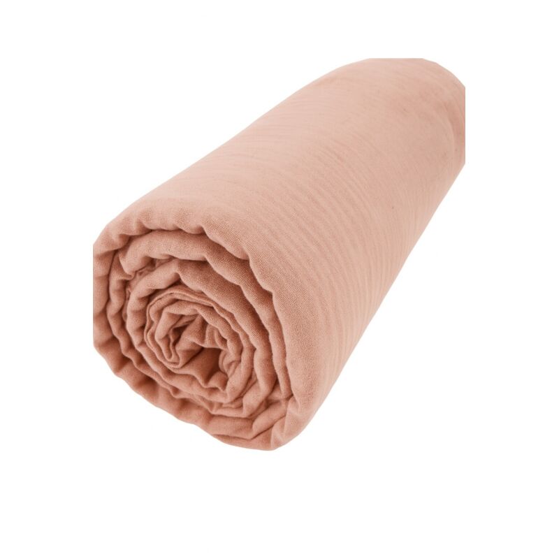 Promo Linge - Drap Housse Gaze de coton - Bonnet 30 Cm - Plusieurs Tailles - Plusieurs Coloris - 200x160cm - Rose.