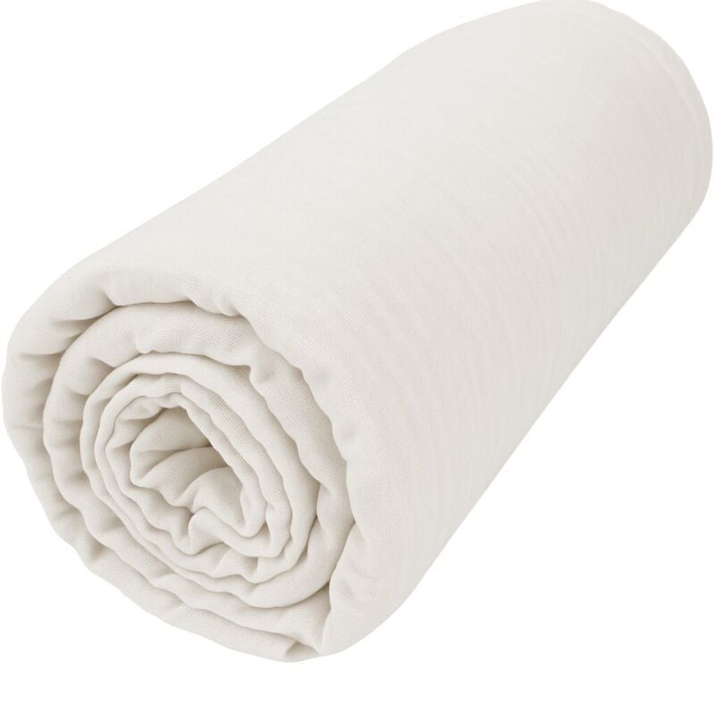 Promo Linge - Drap Housse Gaze de coton - Bonnet 30 Cm - Plusieurs Tailles - Plusieurs Coloris - 190x140cm - Blanc.
