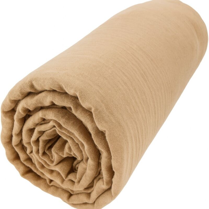 Drap Housse Gaze de coton - Bonnet 30 Cm - Plusieurs Tailles - Plusieurs Coloris - 200x180cm - beige