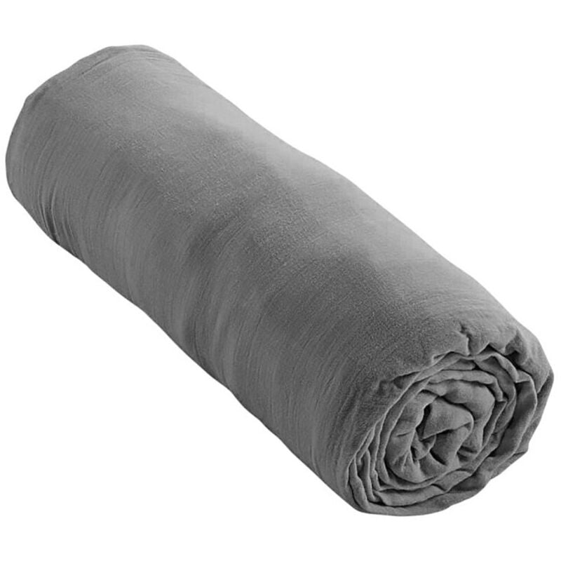 Promo Linge - Drap Housse Gaze de coton - Bonnet 30 Cm - Plusieurs Tailles - Plusieurs Coloris - 190x140cm - anthracite .