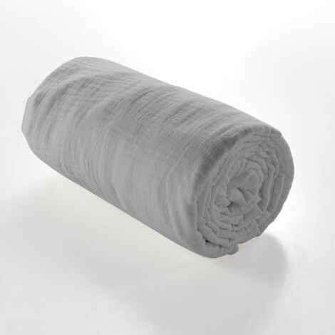 Drap Housse Gaze de coton - Bonnet 30 Cm - Plusieurs Tailles - Plusieurs Coloris - 200x160cm - Gris