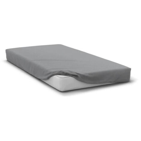Drap Housse - HOME LINGE PASSION - HP71761 - 90 x 190 cm + 30 cm bonnet - Microfibre - 82 g - Gris clair