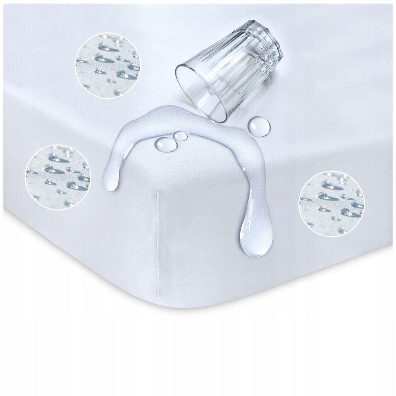 DRAP-HOUSSE IMPERMÉABLE 160x200 Jersey Blanc ENTIÈREMENT IMPERMÉABLE