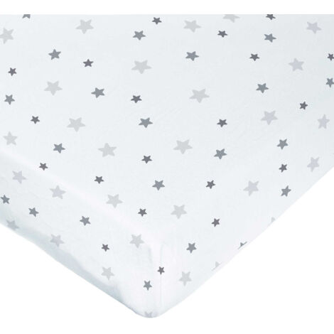 Drap housse imprimé étoiles multicolores Blanc 70x140 cm