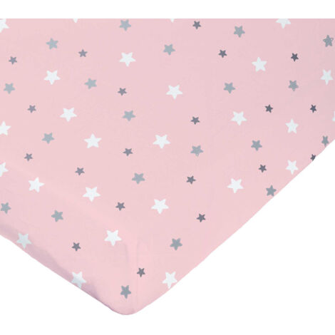 Drap housse imprimé étoiles multicolores Rose Clair 70x140 cm