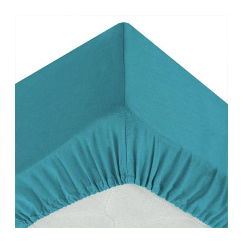 Atmosphera - Drap Housse 'Intérieur' 140x190cm Bleu Canard Atmosphera - Drap Housse 'Intérieur' 140x190cm Bleu Canard