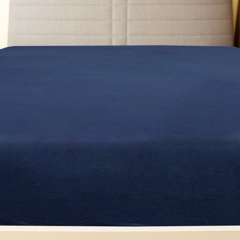 Drap-housse Jersey Bleu marine 90x200 cm Coton CFW157148
