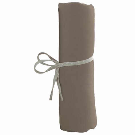 Drap housse Jersey Extensible lit 70x140 cm Taupe - Ecru