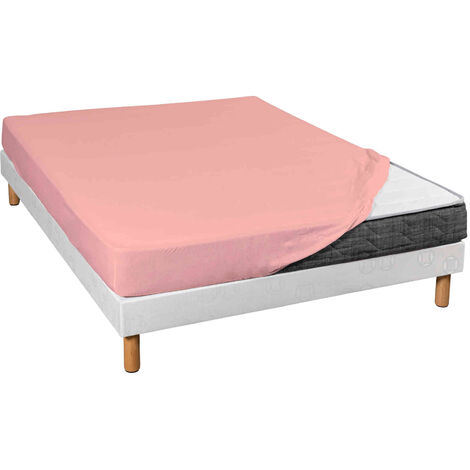 Drap housse jersey rose thé bonnet 30 cm 100% coton biologique 140x190/200