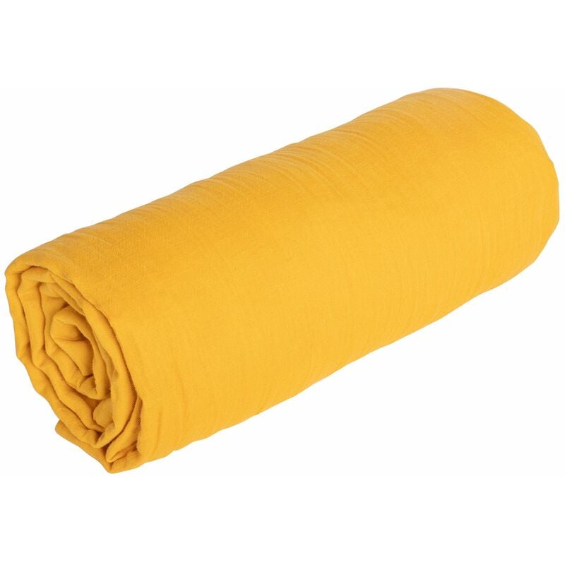 sia home - drap housse joy gaze de coton 140x190cm - jaune