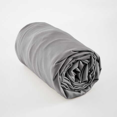 Drap housse King Size 180 x 200 cm en satin de bambou – Salomé Anthracite – Bonnet 30 cm