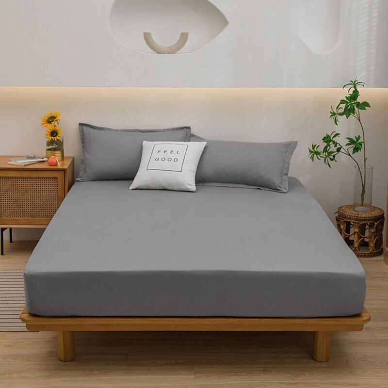 Drap Housse Matelas éPais Jersey Extensible Protege Sommier 180x200 Protege Matelas Drap Housse Percale De Coton Drap-Housse(gris)