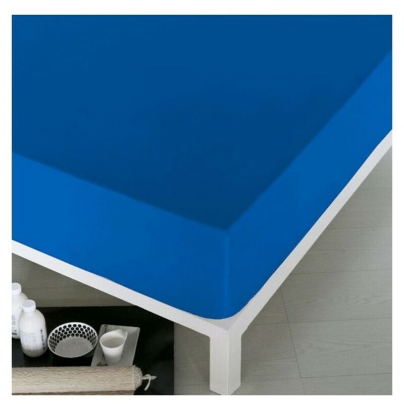 NATURALS - Drap-housse Coton Drap-housse Uni Lit 150cm - Couleur Bleu 27