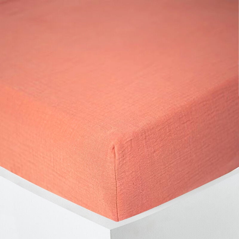 Drap housse 'Noah' toutes dimensions 'Gaze de Coton' - Noah Blush - 160 x 200 cm bonnet de 30 cm