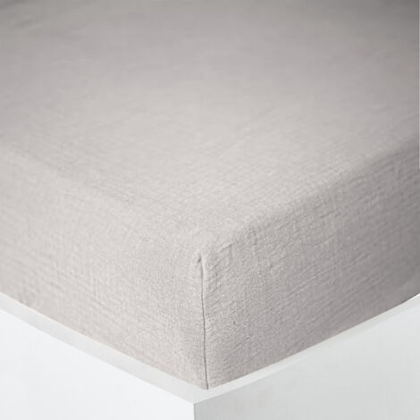 Drap housse "Noah" toutes dimensions "Gaze de Coton" - Noah Perle - 90 x 190 cm bonnet de 30 cm