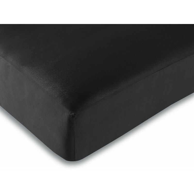univers decor - drap housse noir 160 x 200 cm / 100% coton / 57 fils/cm²