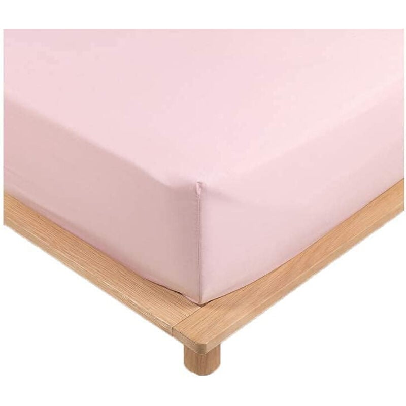 Promo Linge - Drap Housse Percale - Bonnet 30 Cm - 190x140cm - Rose.