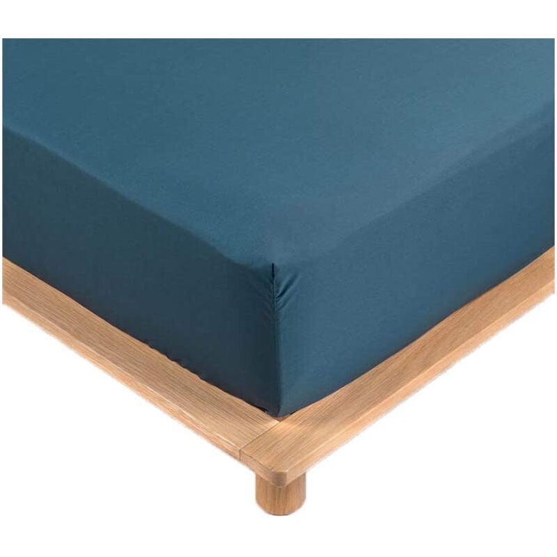 Promo Linge - Drap Housse Percale - Bonnet 30 Cm - 190x140cm - bleu .