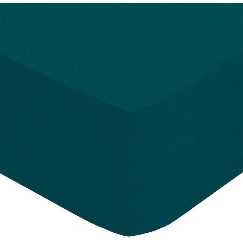 Drap-housse Landiha percale bleu égéen 90x190cm Atmosphera créateur d'intérieur