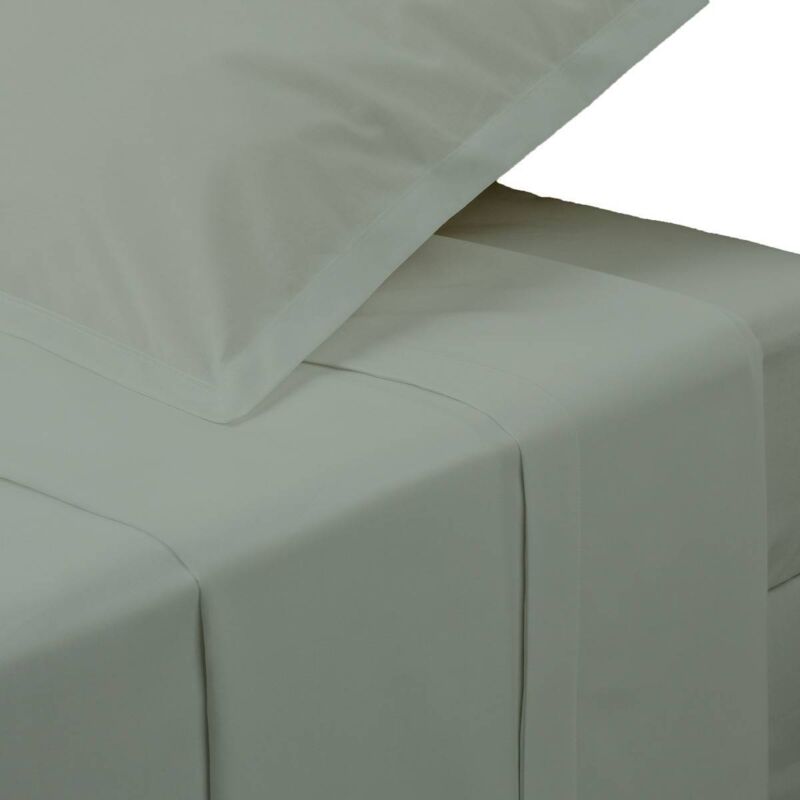 Atmosphera - Drap plat 2 Personnes en percale de Coton Vert Tilleul 240 x 290 cm