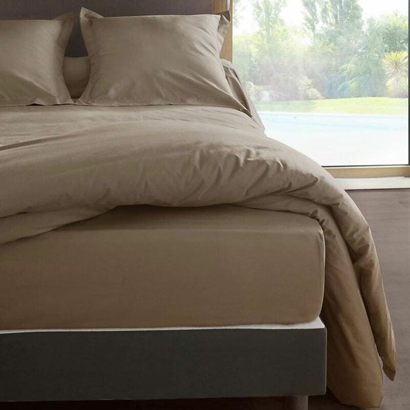 Ac-deco - Drap housse Loutre en percale de coton 80 fils 90 x 190 x 30 cm