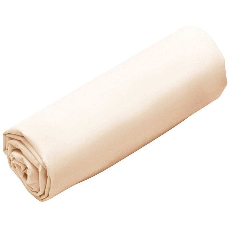 Vente-unique - Drap housse percale de coton 80 fils/cm² - 140 x 190 cm - Bonnet 30 cm - Beige - bellimi