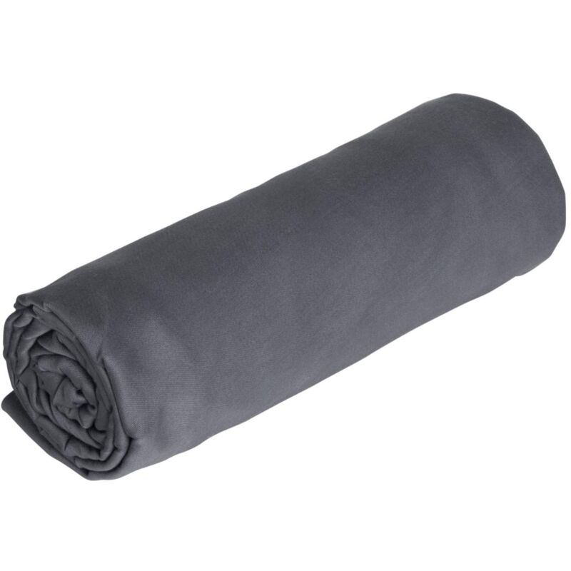 Drap housse percale de coton 80 fils/cm² - 140 x 190 cm - Bonnet 30 cm - Gris - agami de palacio
