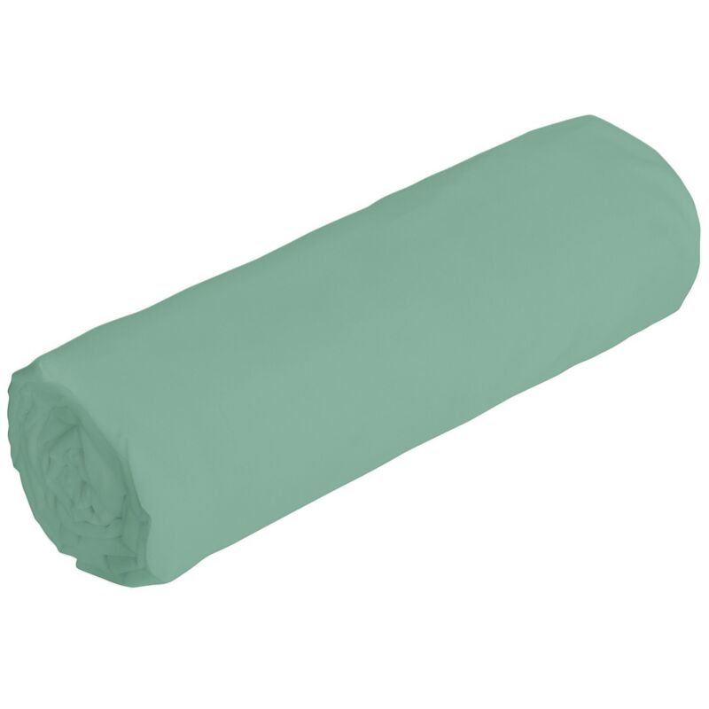 Drap housse percale de coton 80 fils/cm² - 140 x 190 cm - Bonnet 30 cm - Vert amande - AGAMI de PALACIO