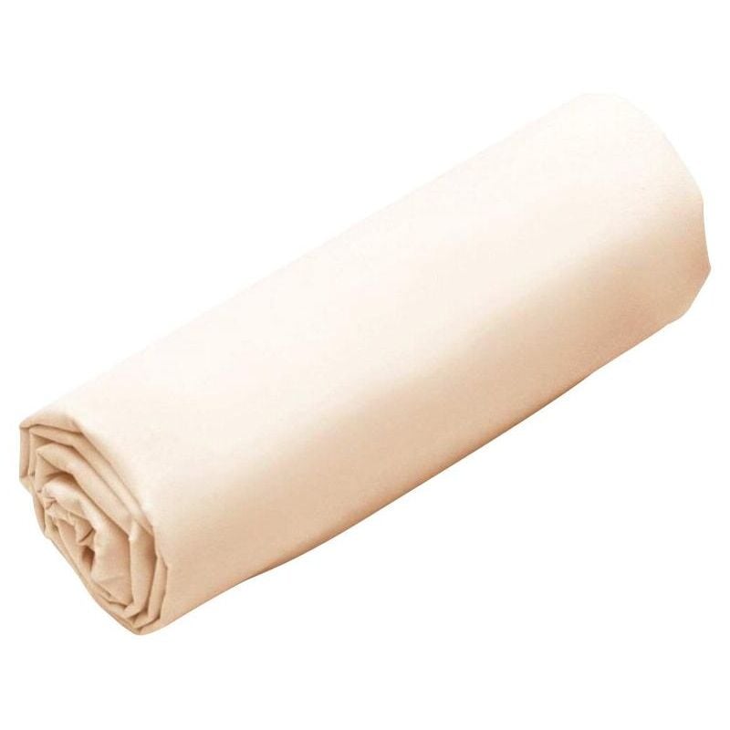 Vente-unique - Drap housse percale de coton 80 fils/cm² - 160 x 200 cm - Bonnet 30 cm - Beige - bellimi