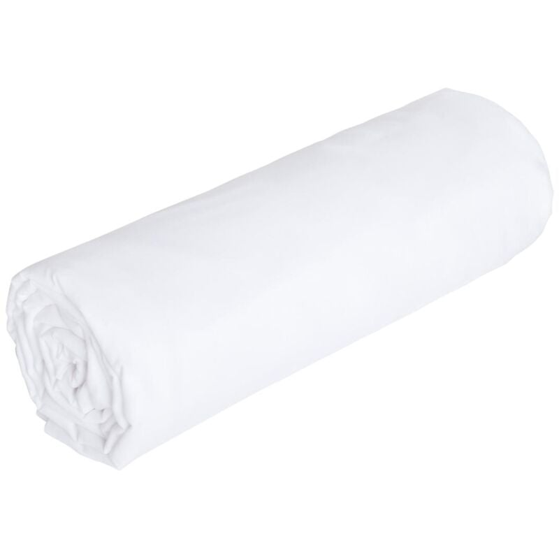 Vente-unique - Drap housse percale de coton 80 fils/cm² - 160 x 200 cm - Bonnet 30 cm - Blanc - bellimi