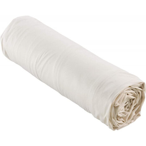 Drap-housse percale Extensible 140 x 190 cm, 100% Coton avec bonnet 30 cm coloris blanc