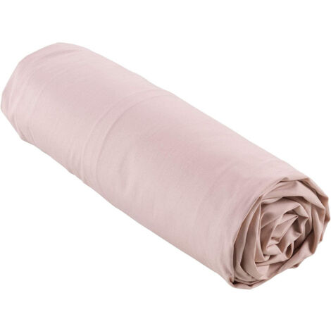 Drap-housse percale Extensible 180 x 200 cm, 100% Coton avec bonnet 30 cm coloris rose