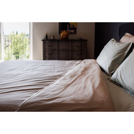 Drap housse percale pur coton peigné longues fibres 80 fils/cm² avec bonnet de 35 cm Vent du sud - Couleur: Bleu canard - Taille de drap housse: 80 x 200 cm bonnet de 35 cm