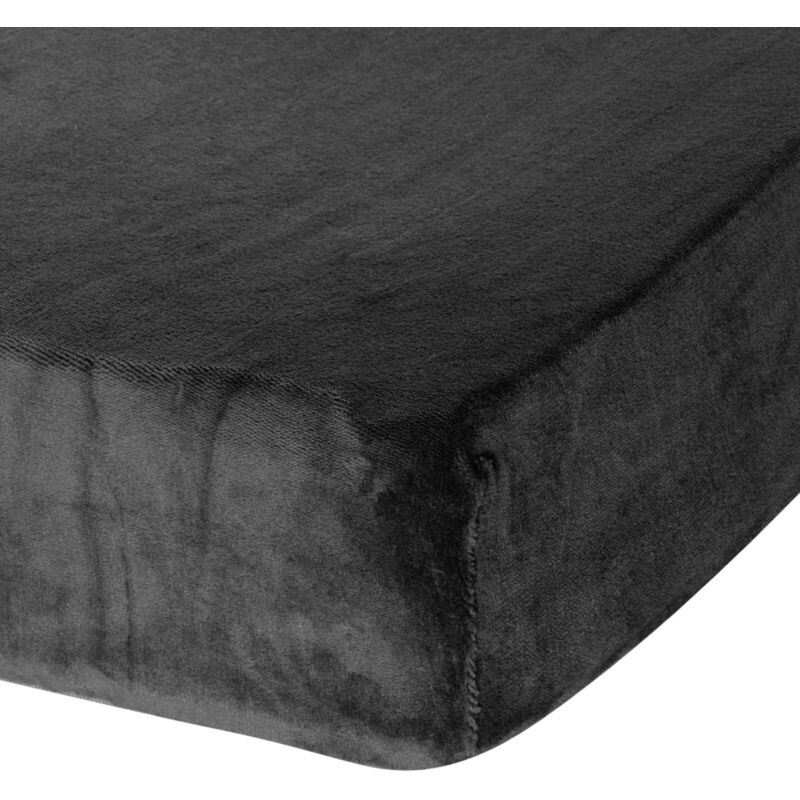 DRAP-HOUSSE POLAIRE EUROFIRANY FLANO 160 x 200 x 30 cm NOIR
