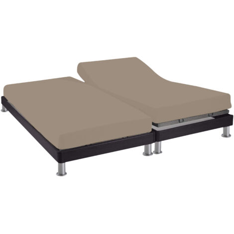 Drap housse pour lit articulé 2x80x200 biscuit 100% coton Terre de Nuit